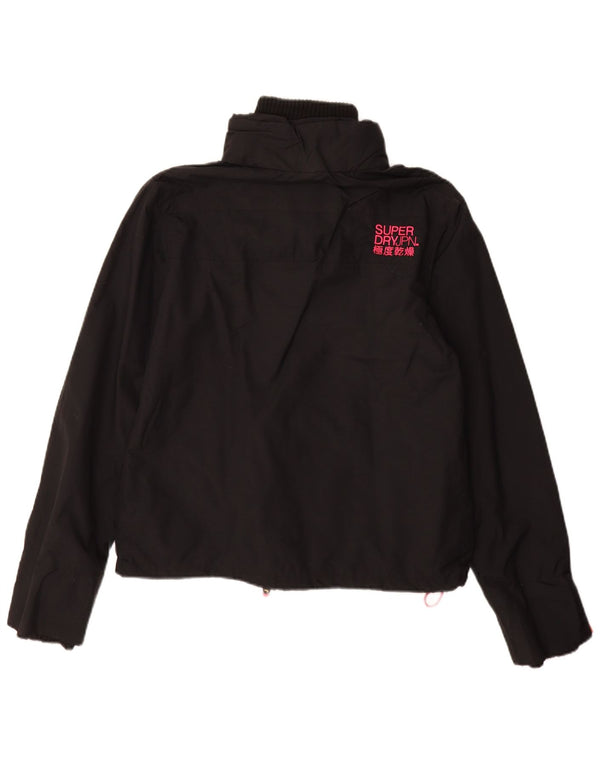 Superdry Womens The Windcheater Windbreaker Jacket UK 18 XL Black Nylon