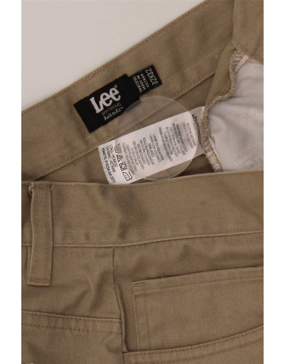 Lee Mens Slim Casual Trousers W32 L32 Beige Cotton