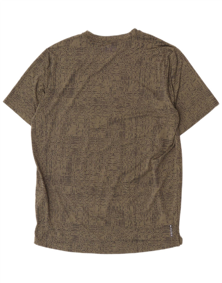 Under Armour Mens Abstract Pattern T-Shirt Top Large Khaki Polyester