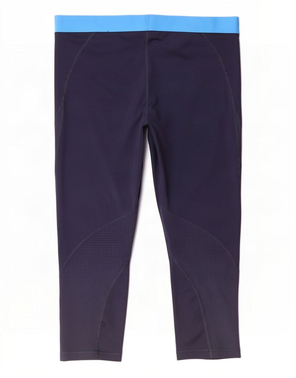 Nike Womens Graphic Capri Leggings UK 18 XL Navy Blue Colourblock