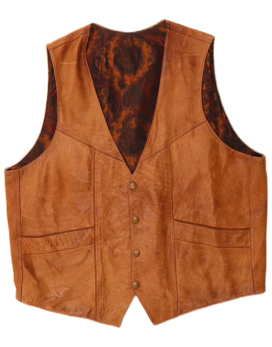 VINTAGE Mens Waistcoat Large Brown