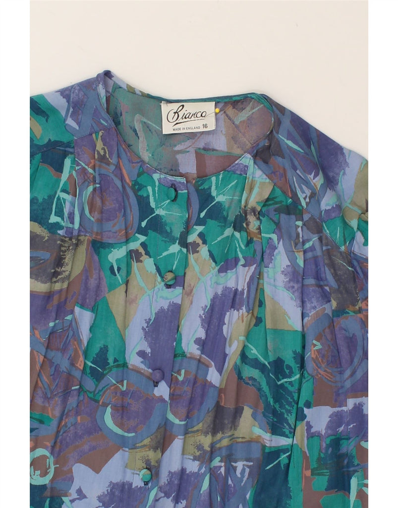 VINTAGE Womens Short Sleeve Abstract Pattern Shirt Blouse UK 16 Large Blue | Vintage Vintage | Thrift | Second-Hand Vintage | Used Clothing | Messina Hembry 