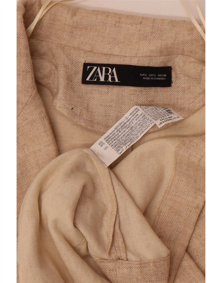 Zara Womens Oversized Overcoat UK 16 Large Beige Viscose