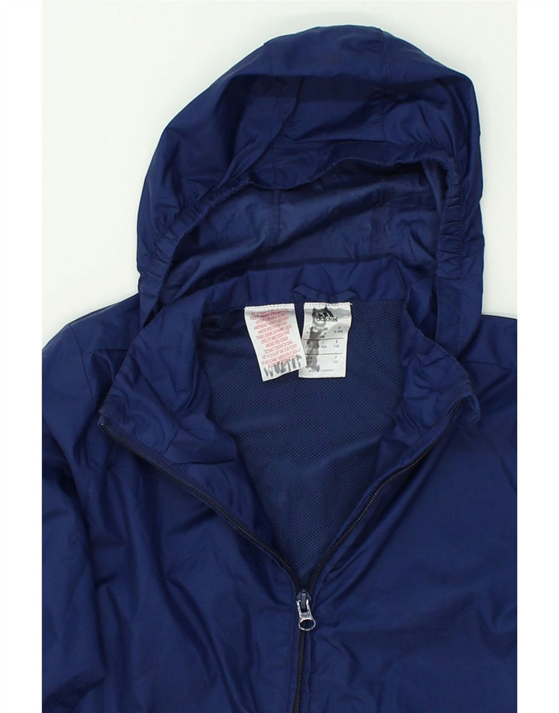 ADIDAS Boys Hooded Rain Jacket 9-10 Years Navy Blue Polyester | Vintage Adidas | Thrift | Second-Hand Adidas | Used Clothing | Messina Hembry 