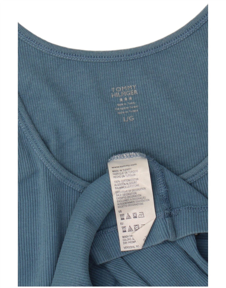 Tommy Hilfiger Womens Vest Top UK 14 Large Blue Cotton
