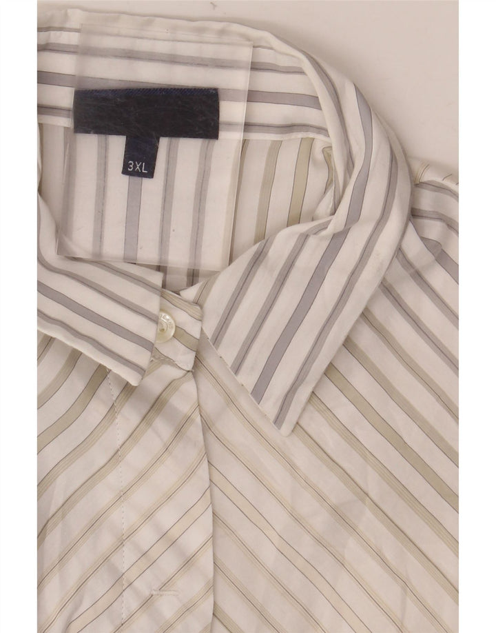 TRUSSARDI JEANS Womens Short Sleeve Shirt Blouse UK 22 3XL White Pinstripe