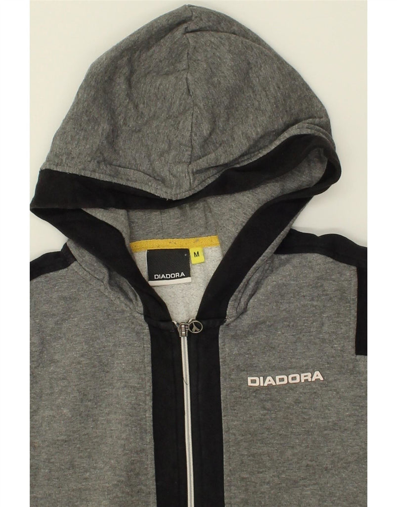 DIADORA Womens Zip Hoodie Sweater UK 14 Medium Grey Cotton Vintage Diadora and Second-Hand Diadora from Messina Hembry 