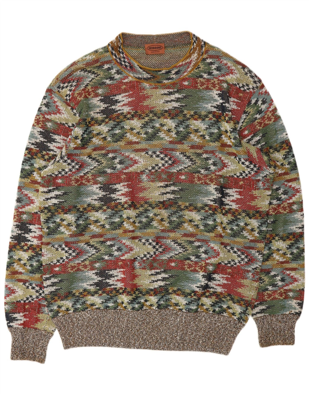 MISSONI Mens Crew Neck Jumper Sweater IT 54 XL Multicoloured Geometric