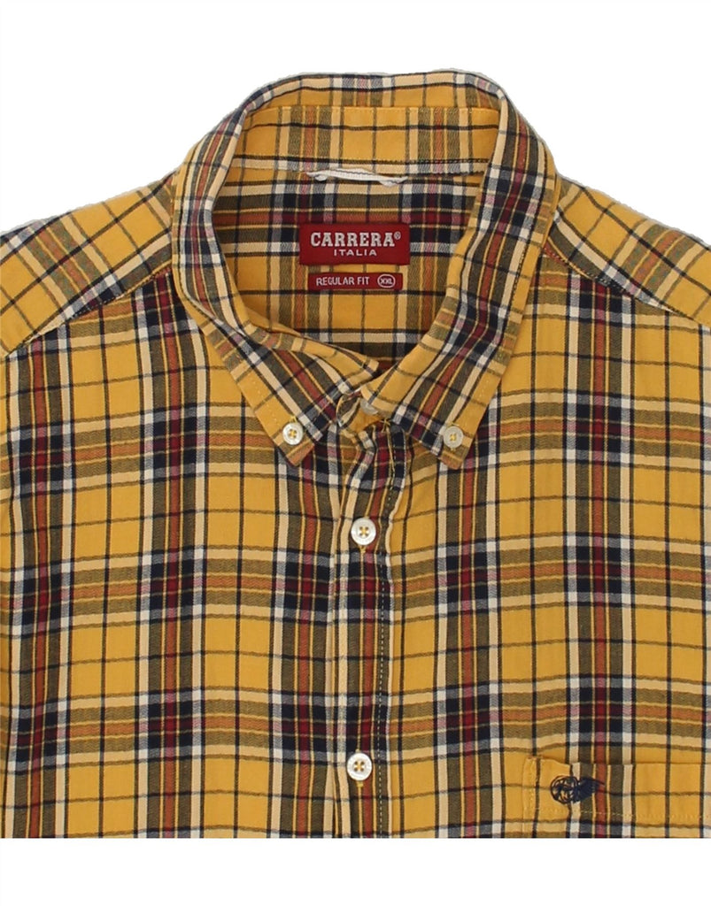 CARRERA Mens Regular Fit Shirt 2XL Yellow Check Cotton | Vintage Carrera | Thrift | Second-Hand Carrera | Used Clothing | Messina Hembry 