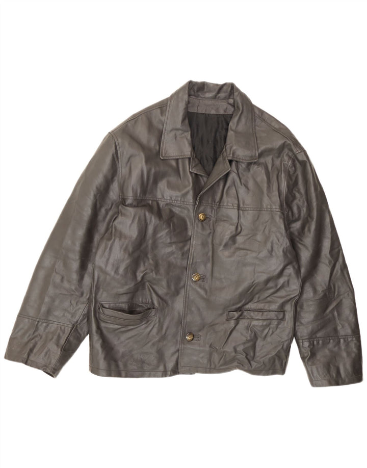 Conbipel Mens Leather Jacket IT 52 Large Grey Leather