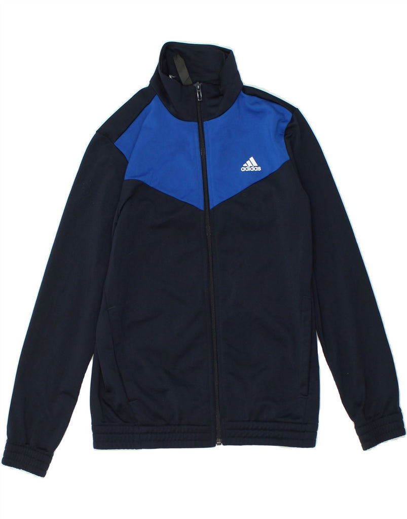 ADIDAS Boys Tracksuit Top Jacket 11-12 Years Navy Blue Colourblock | Vintage Adidas | Thrift | Second-Hand Adidas | Used Clothing | Messina Hembry 
