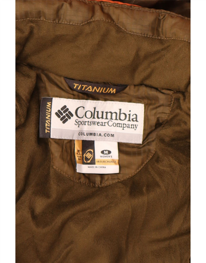 Columbia Womens Titanium Hooded Ski Jacket UK 14 Medium Orange Colourblock