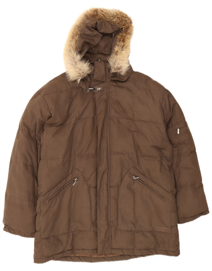 Emaroo Australia Mens Hooded Padded Jacket UK 44 2XL Brown Polyester