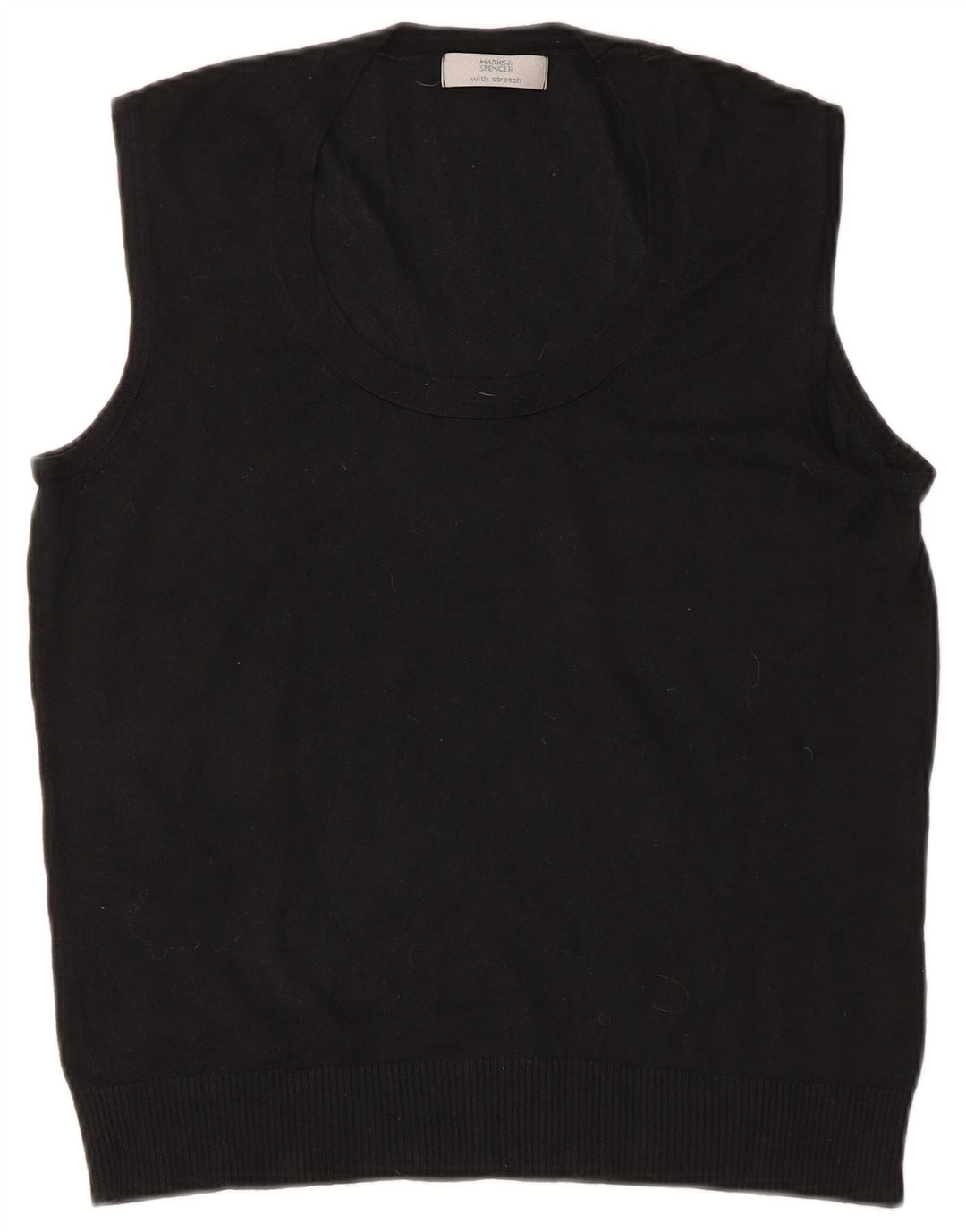 Marks & Spencer Womens Vest Tank Top UK 16 Large Black Viscose