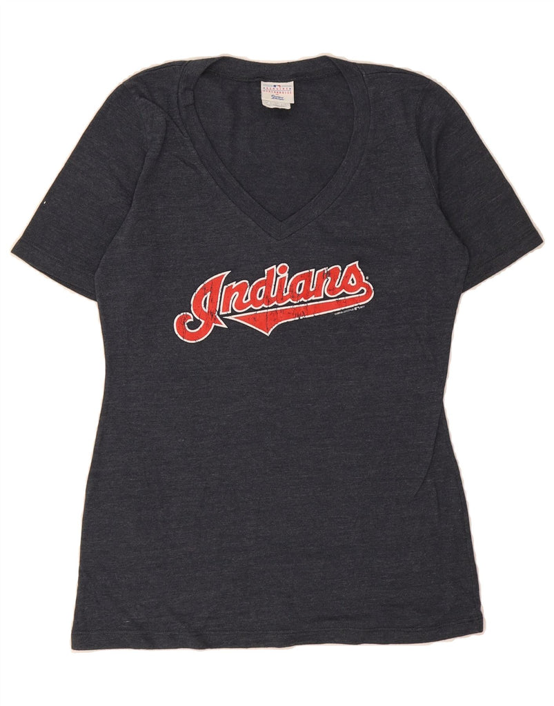 GENUINE MERCHANDISE Womens Graphic T-Shirt Top UK 14 Large Navy Blue Vintage Genuine Merchandise and Second-Hand Genuine Merchandise from Messina Hembry 