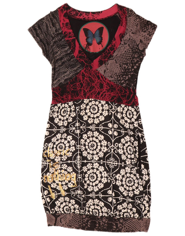 Desigual Womens Graphic Sheath Dress UK 12 Medium Multicoloured Floral