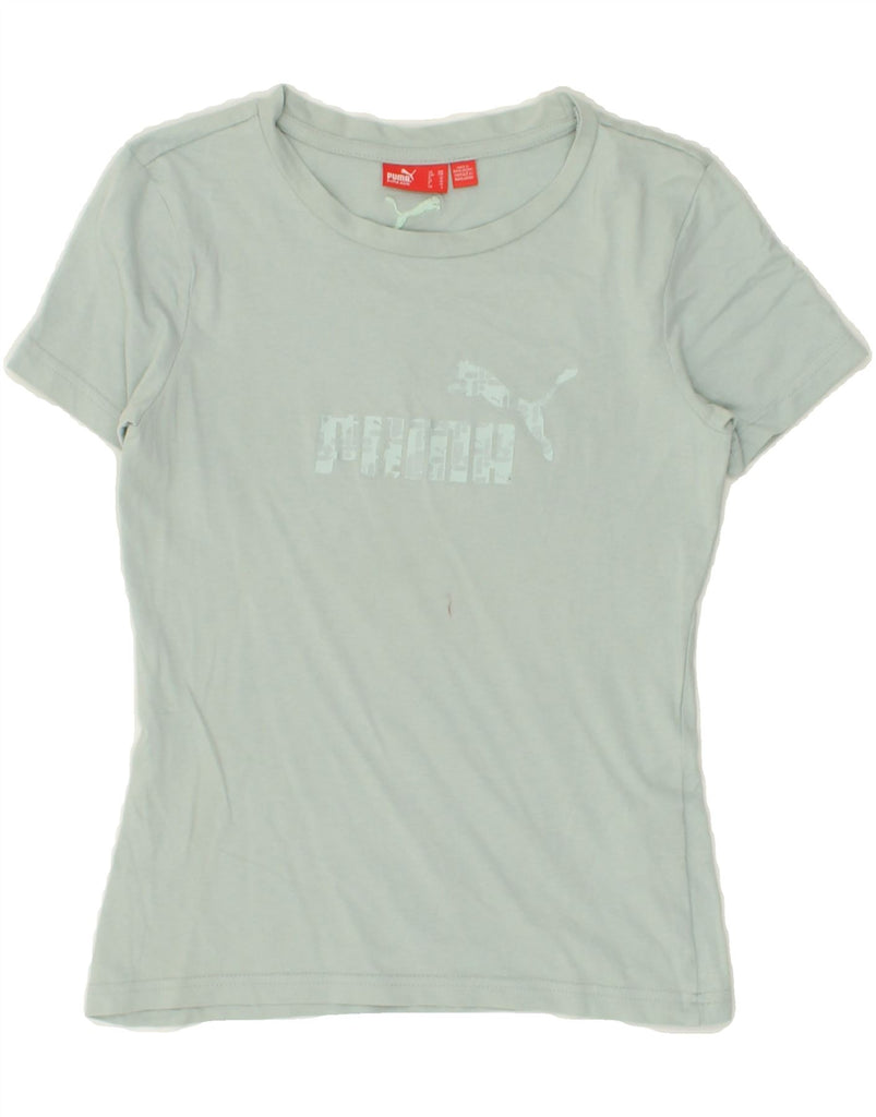 PUMA Girls Graphic T-Shirt Top 5-6 Years Grey Cotton | Vintage Puma | Thrift | Second-Hand Puma | Used Clothing | Messina Hembry 