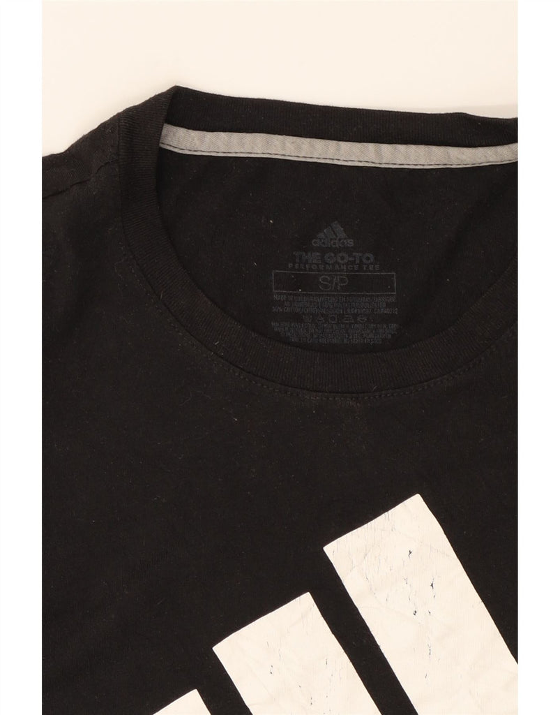 ADIDAS Womens Graphic T-Shirt Top UK 10 Small Black Cotton Vintage Adidas and Second-Hand Adidas from Messina Hembry 