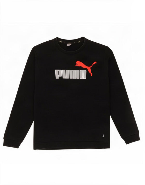 Puma Boys Graphic Sweatshirt Jumper 15-16 Years Black Cotton