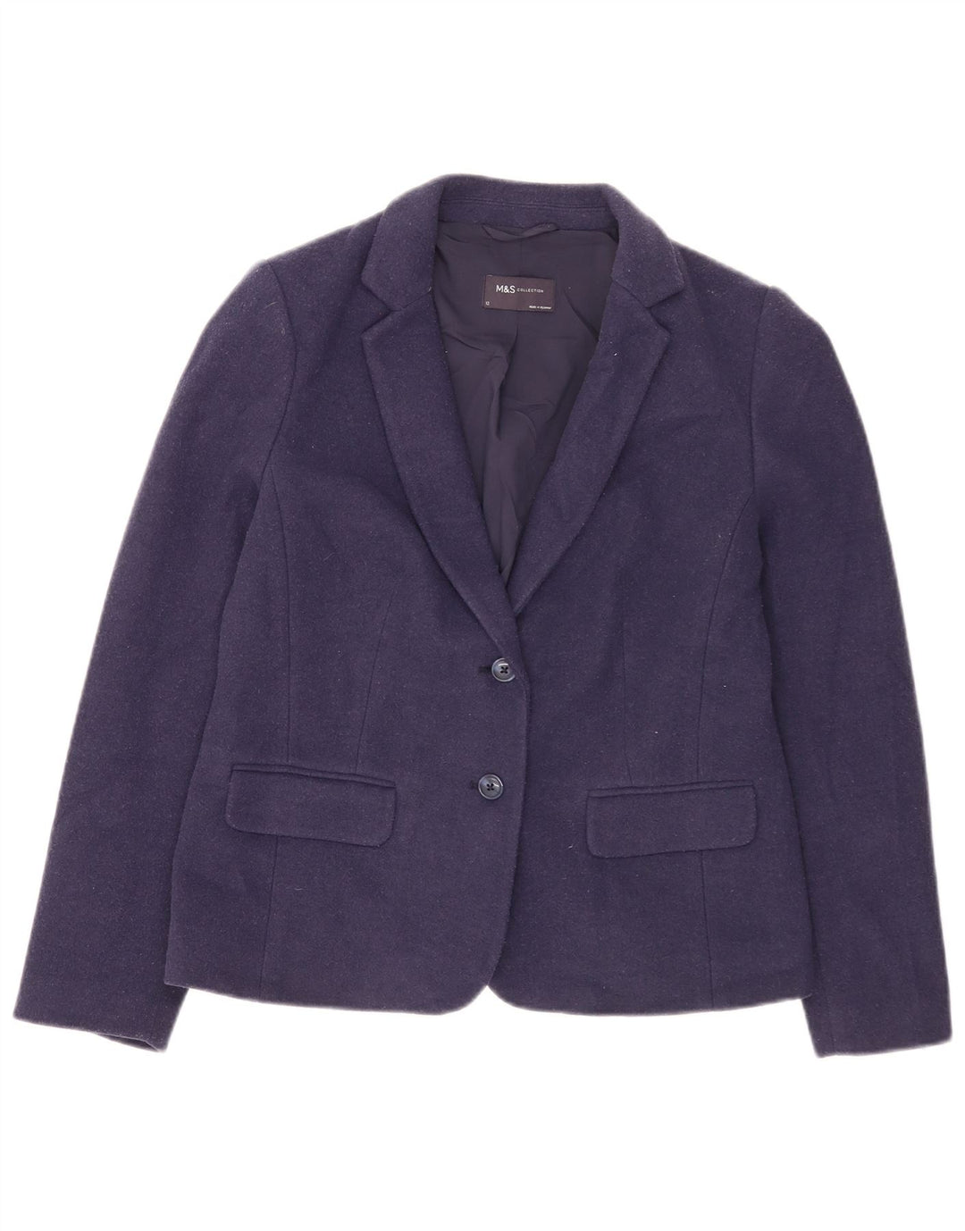 Marks & Spencer Womens 2 Button Blazer Jacket UK 12 Medium Navy Blue