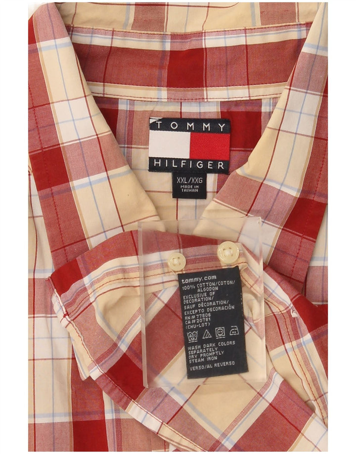 Tommy Hilfiger Mens Short Sleeve Shirt 2XL Red Check Cotton