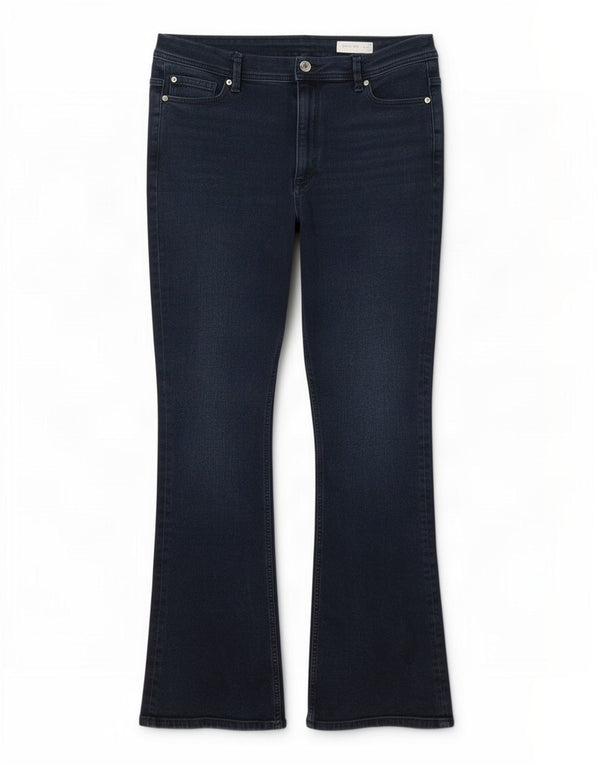 Marks & Spencer Mens Slim Flared Jeans UK 16 Large W34 L30 Navy Blue Cotton