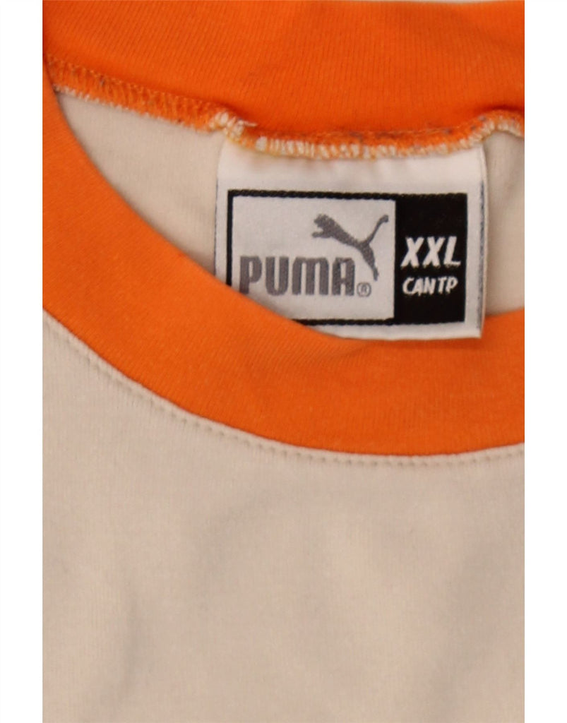 PUMA Womens Graphic T-Shirt Top UK 20 2XL White Colourblock Cotton Vintage Puma and Second-Hand Puma from Messina Hembry 