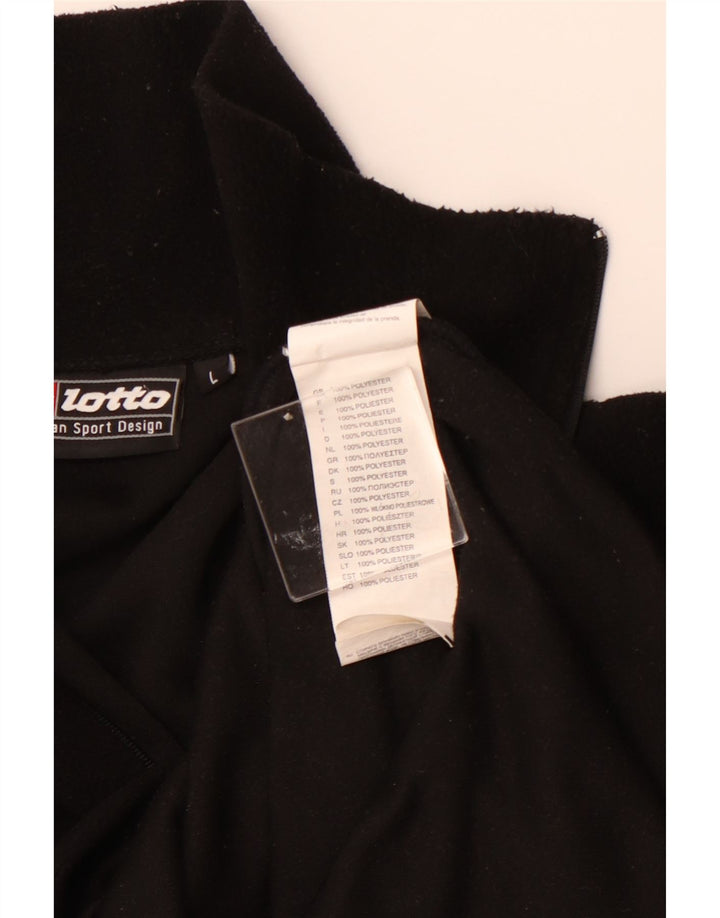 LOTTO Mens Zip Neck Fleece Jumper Large Black Polyester