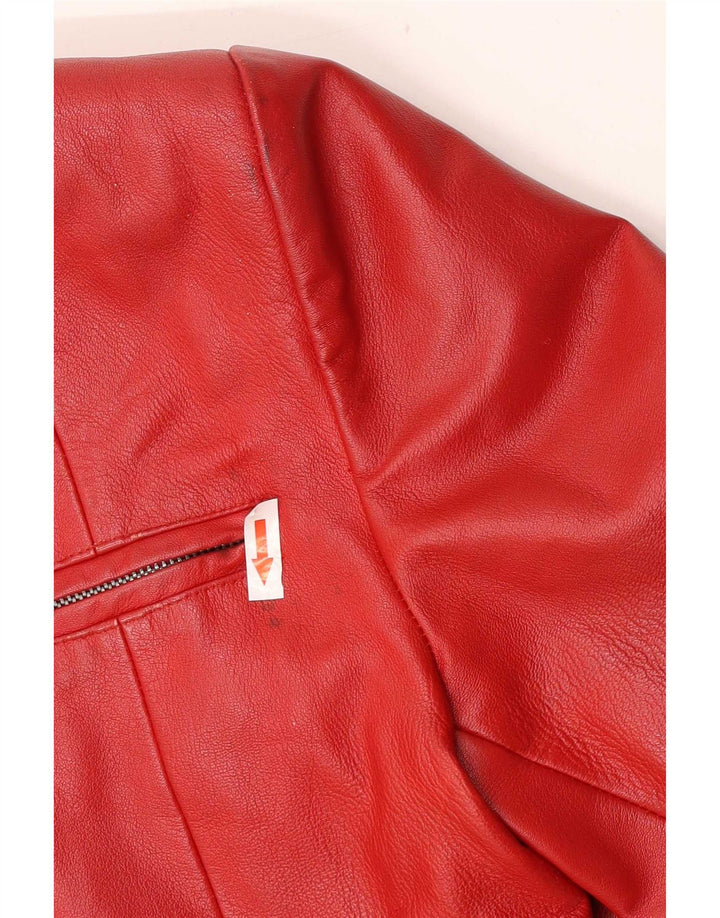 Vintage Womens Crop Leather Jacket UK 18 XL Red