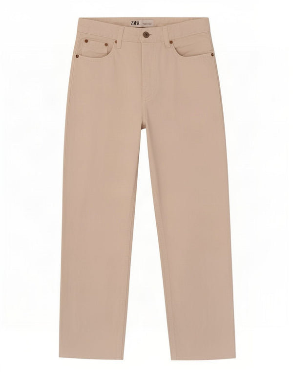 Zara Womens Straight Jeans EU 34 2XS W24 L25 Beige Cotton