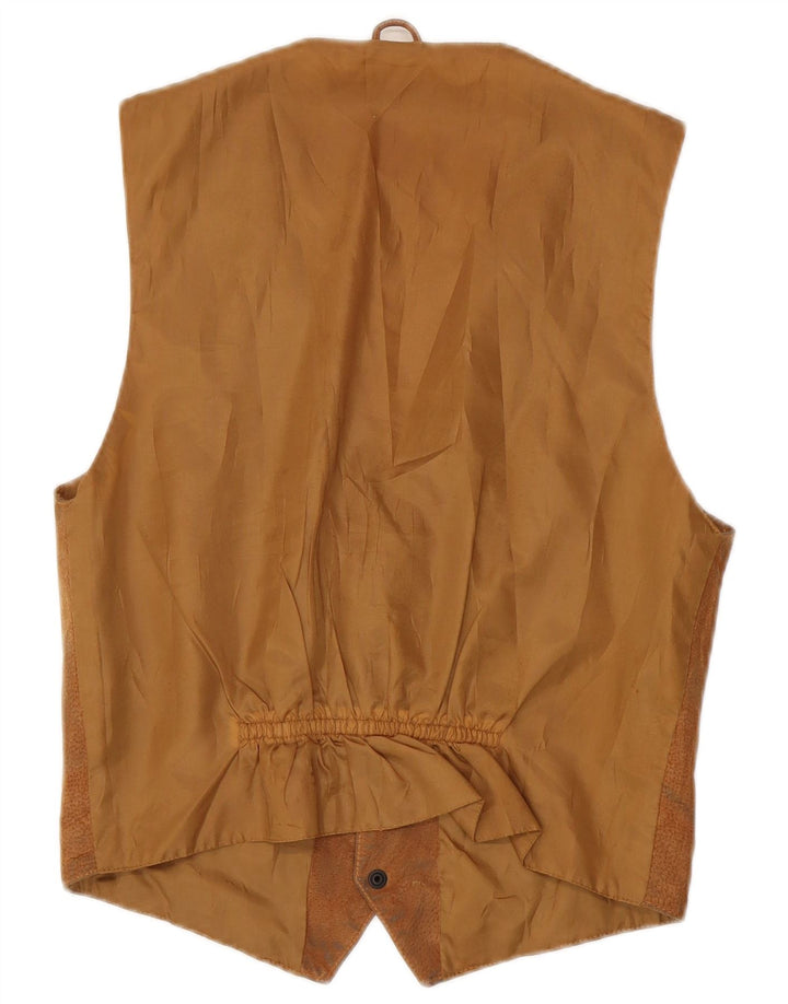 Vintage Womens Waistcoat UK 12 Medium Brown Leather