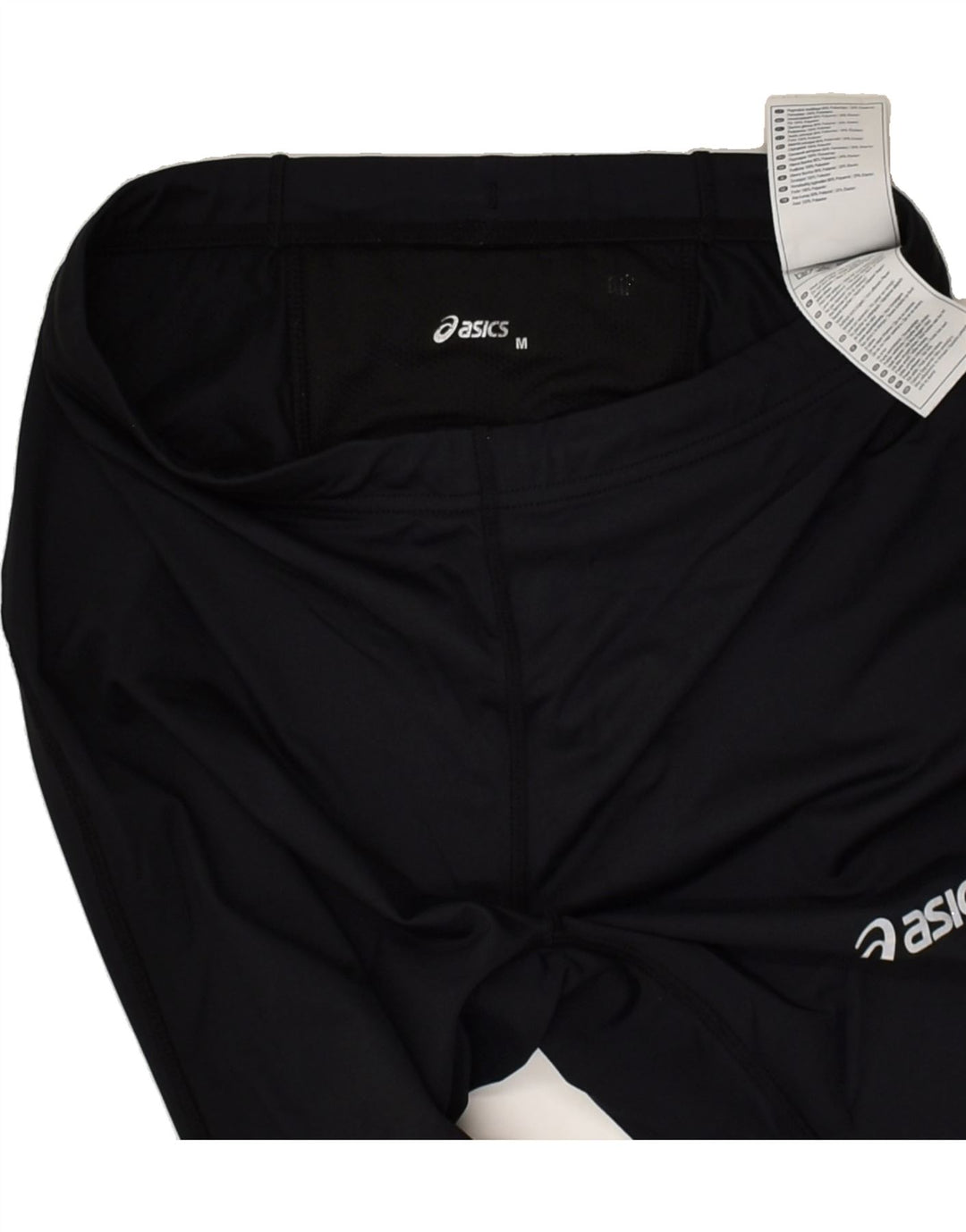 ASICS Womens Capri Tracksuit Trousers UK 12 Medium Black Polyester | Vintage Asics | Thrift | Second-Hand Asics | Used Clothing | Messina Hembry 