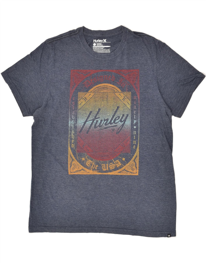 HURLEY Mens Premium Fit Graphic T-Shirt Top Large Blue Polyester | Vintage Hurley | Thrift | Second-Hand Hurley | Used Clothing | Messina Hembry 