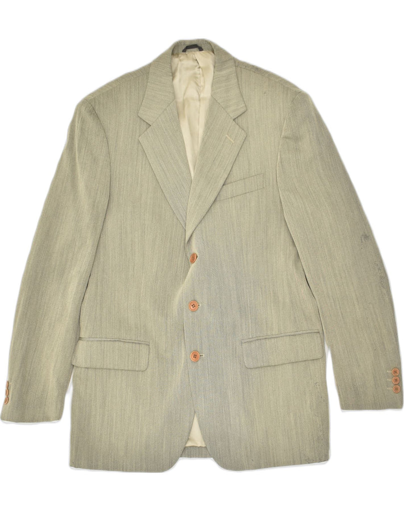 MISSONI Mens 3 Button Blazer Jacket IT 50 Large Beige Virgin Wool | Vintage Missoni | Thrift | Second-Hand Missoni | Used Clothing | Messina Hembry 