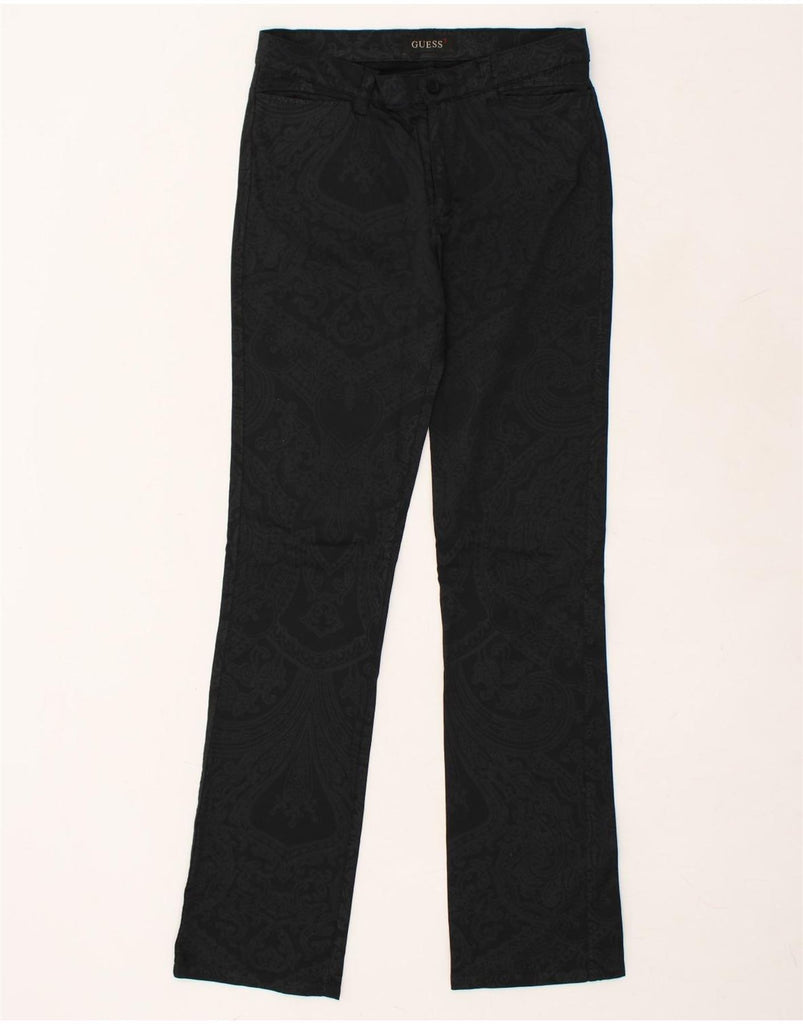 GUESS Womens Straight Casual Trousers W29 L31 Black Paisley Cotton | Vintage Guess | Thrift | Second-Hand Guess | Used Clothing | Messina Hembry 