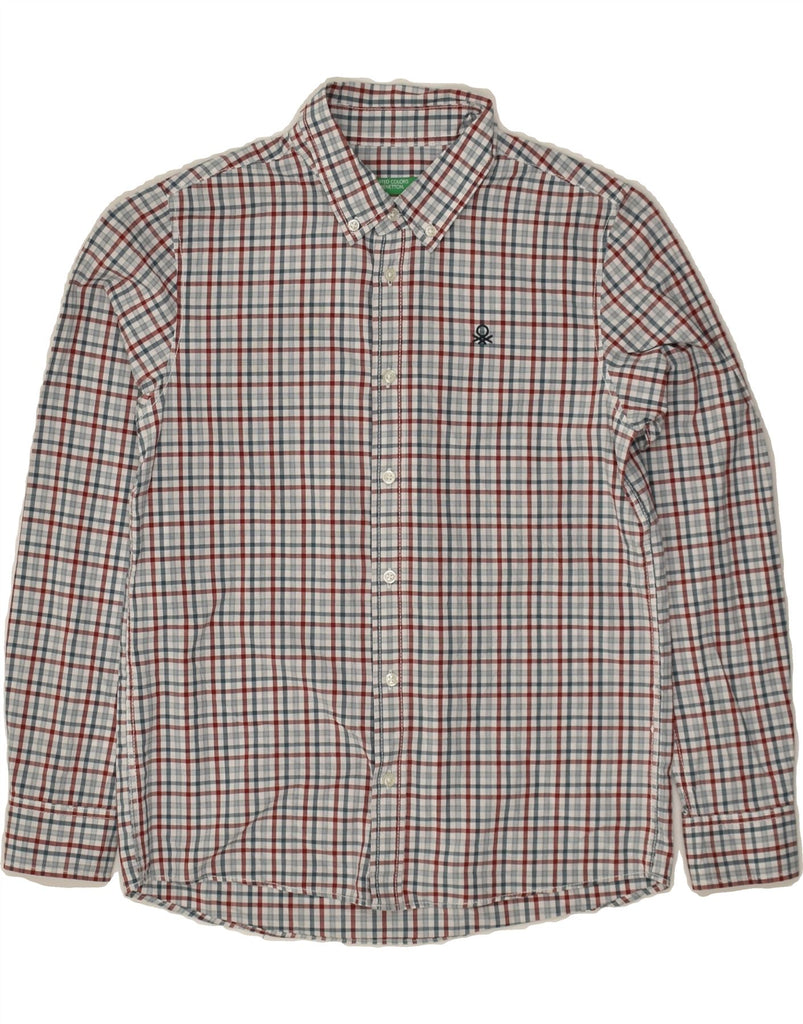 BENETTON Boys Shirt 9-10 Years Grey Check | Vintage Benetton | Thrift | Second-Hand Benetton | Used Clothing | Messina Hembry 