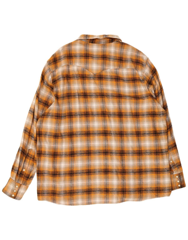 Wrangler Mens Regular Fit Flannel Shirt 3XL Orange Check Cotton