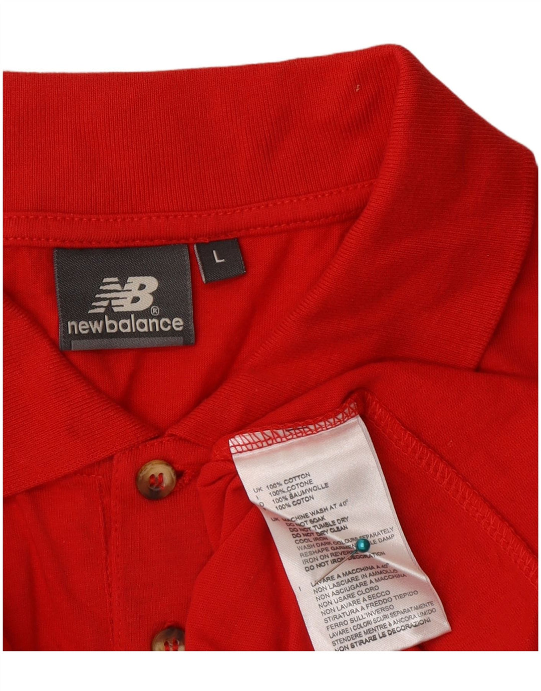 New Balance Mens Polo Shirt Large Red Cotton