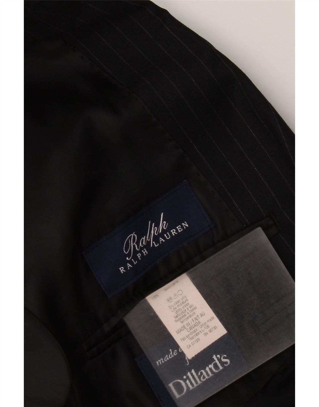 Ralph Lauren Mens 2 Button Blazer Jacket UK 40 Medium Black Pinstripe Wool
