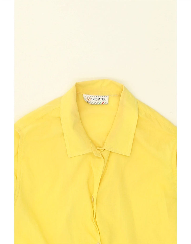 STEFANEL Womens Sleeveless Shirt UK 14 Medium Yellow Cotton | Vintage Stefanel | Thrift | Second-Hand Stefanel | Used Clothing | Messina Hembry 