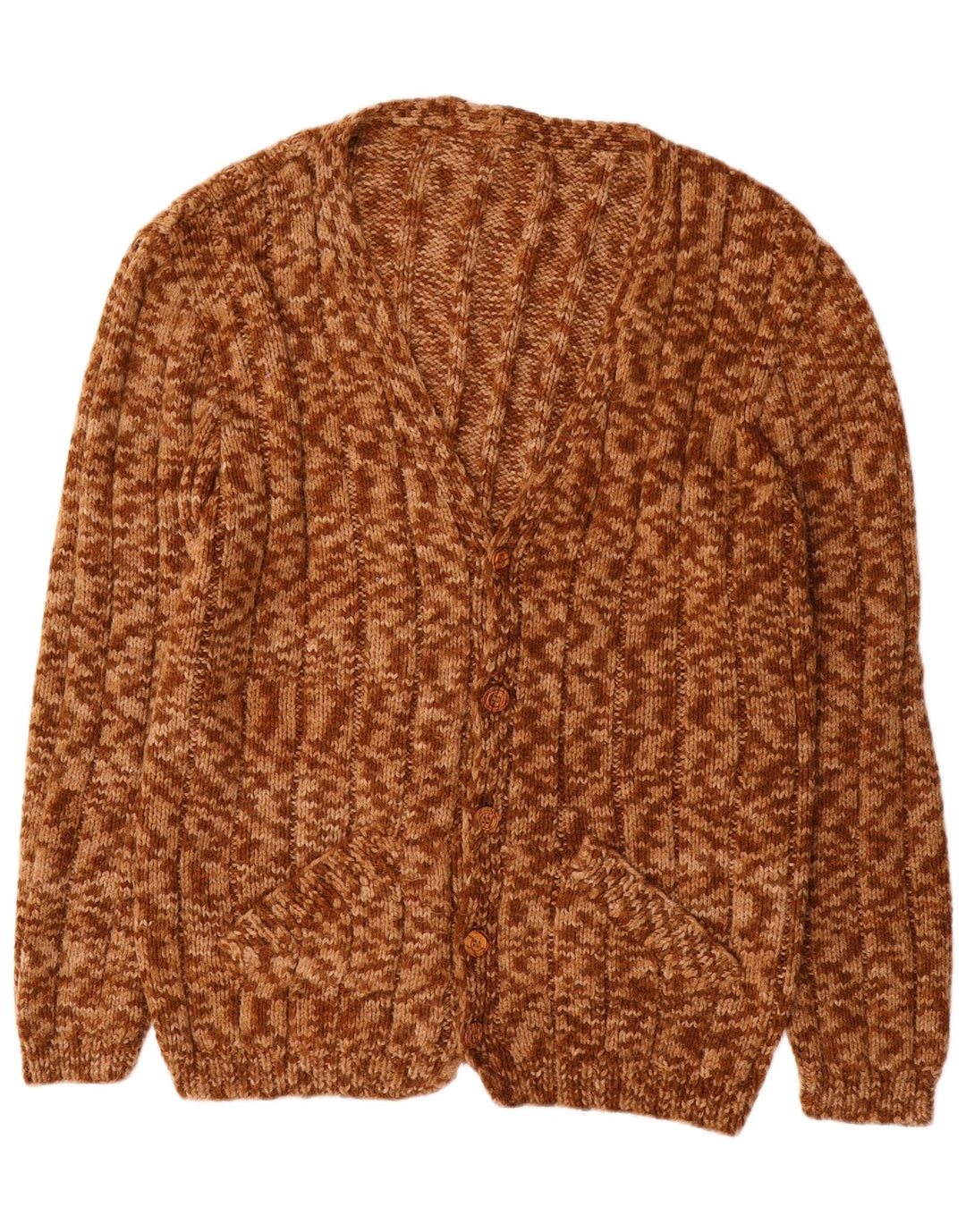 Vintage Mens Cardigan Sweater XL Brown Flecked