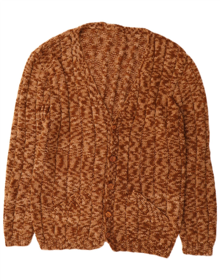 Vintage Mens Cardigan Sweater XL Brown Flecked