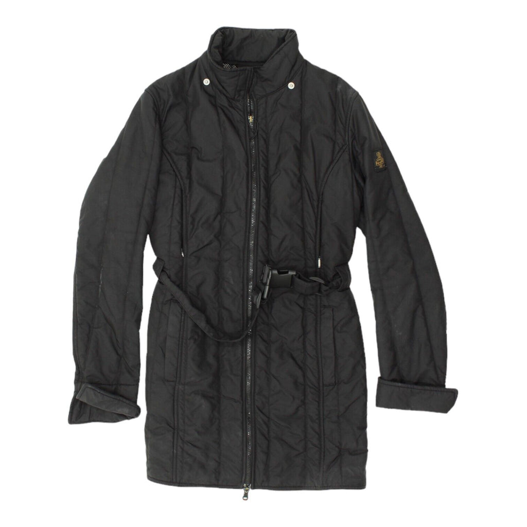 RefrigiWear Womens Black Nylon Quilted Belted Coat | Vintage Designer Jacket VTG | Vintage Messina Hembry | Thrift | Second-Hand Messina Hembry | Used Clothing | Messina Hembry 