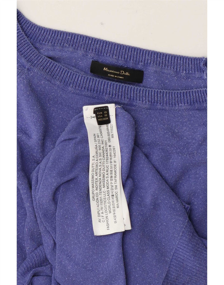 Massimo Dutti Womens Oversized Blouse Top UK 6 XS Navy Blue Lyocell