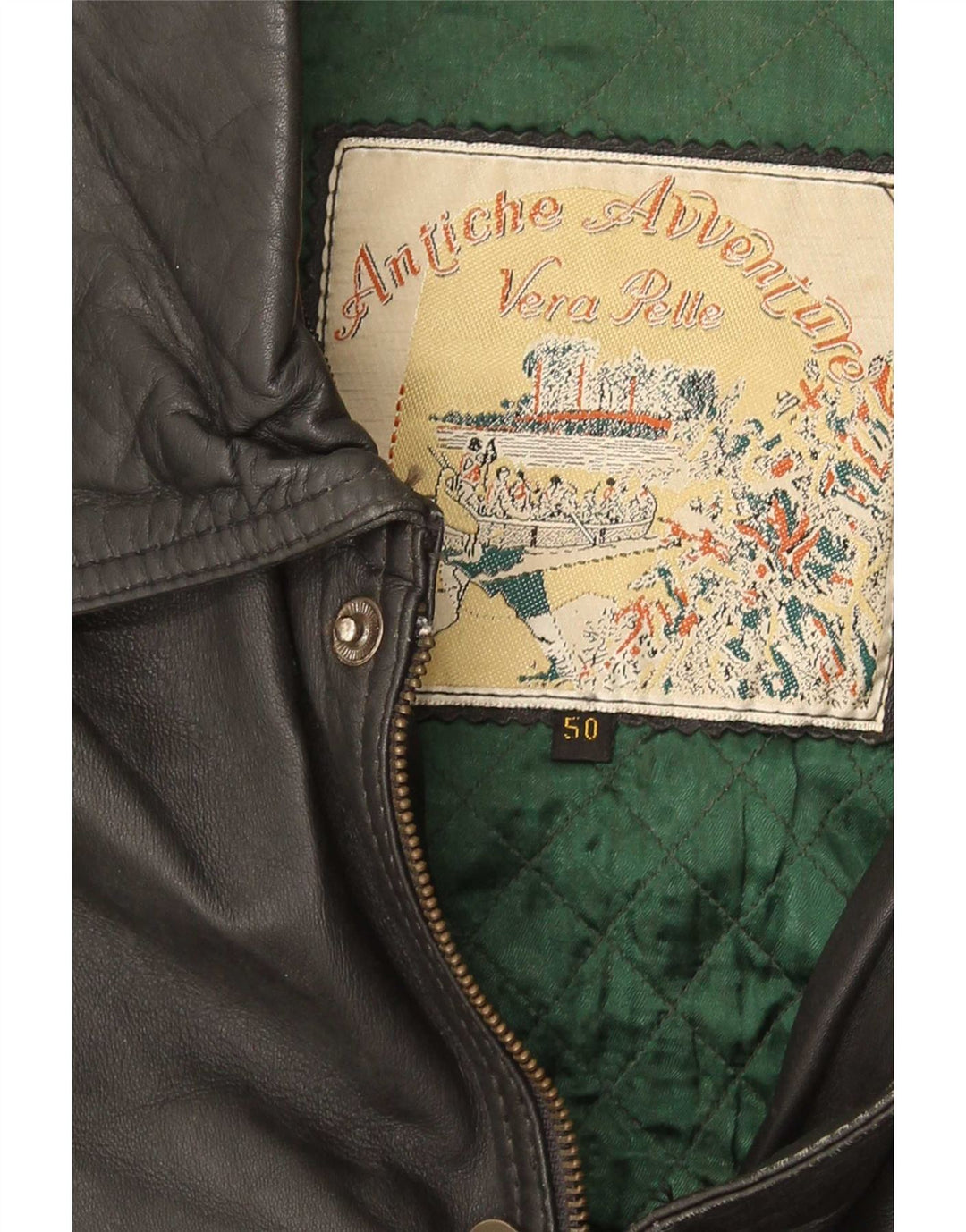 Vintage Mens Leather Jacket IT 50 Large Black Leather