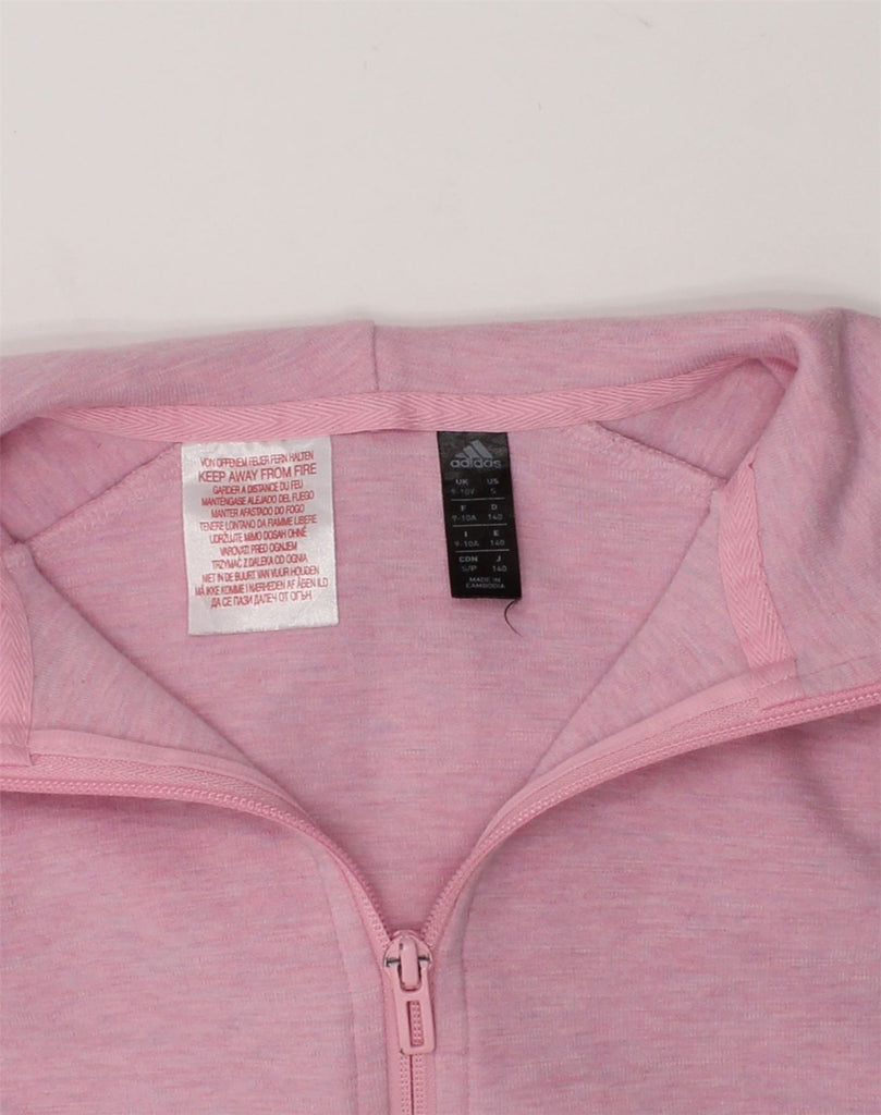 ADIDAS Girls Zip Hoodie Sweater 9-10 Years Pink Cotton | Vintage Adidas | Thrift | Second-Hand Adidas | Used Clothing | Messina Hembry 