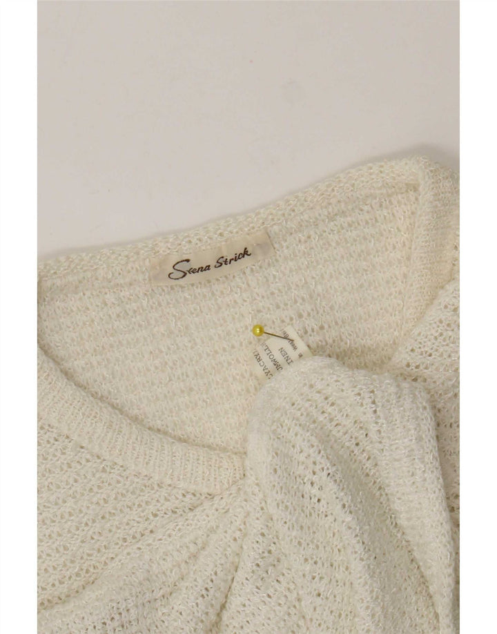 Vintage Womens Cardigan Sweater UK 10 Small White Polyacrylic