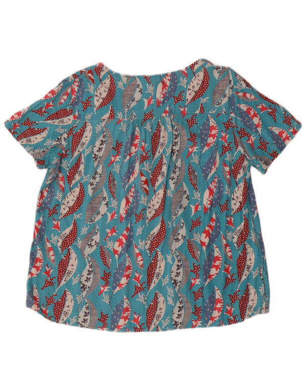 White Stuff Womens Blouse Top UK 14 Large Blue Floral Viscose