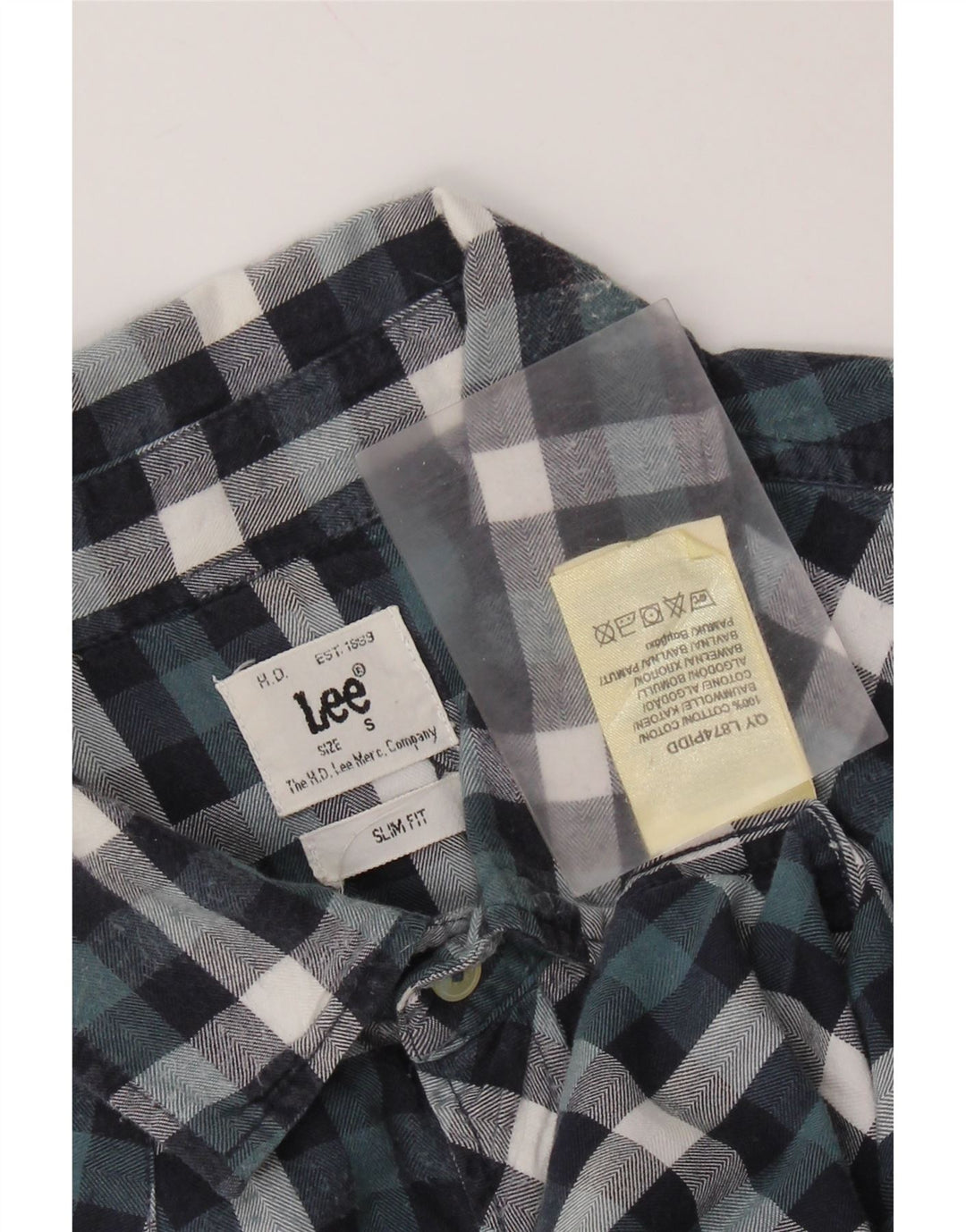 Lee Mens Slim Fit Shirt Small Blue Check Cotton