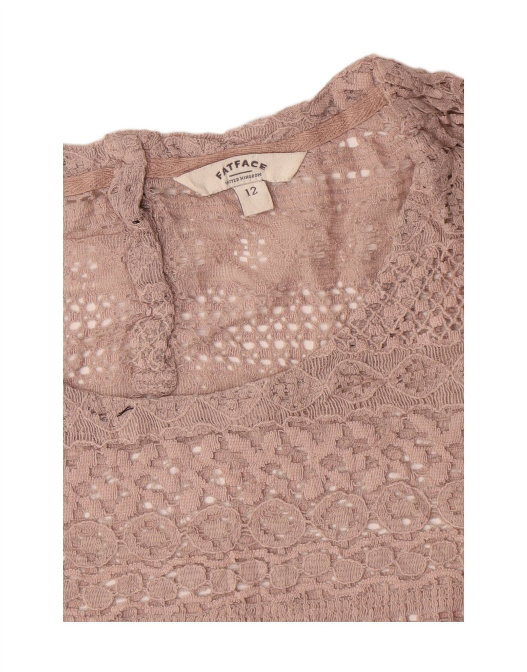 Fat Face Womens Crochet Blouse Top UK 12 Medium Beige Cotton